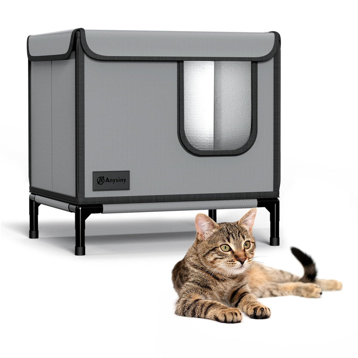 Weatherproof Outdoor Cat House with Thermal Aluminum Foil N436515