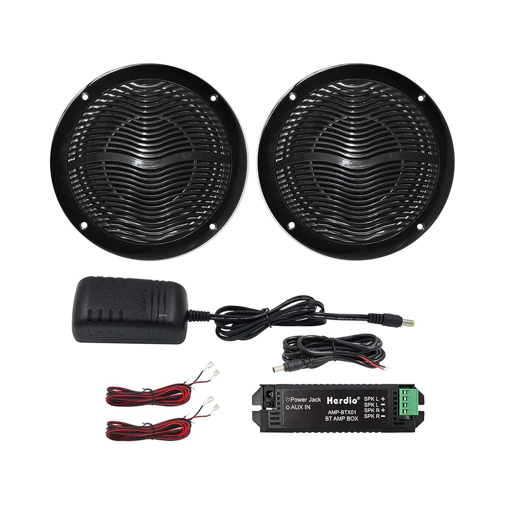 6.5 Inch Marine Bluetooth Speakers 2 Way 120W Peak Boat Speakers Pair Black L7279
