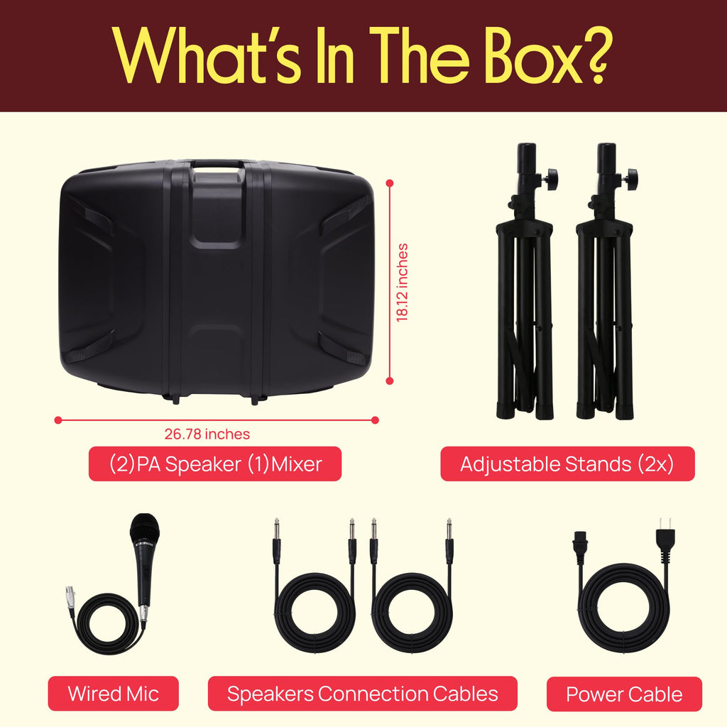 300 W Portable Wireless Bluetooth PA Speaker DJ Mixer Bundle Q189