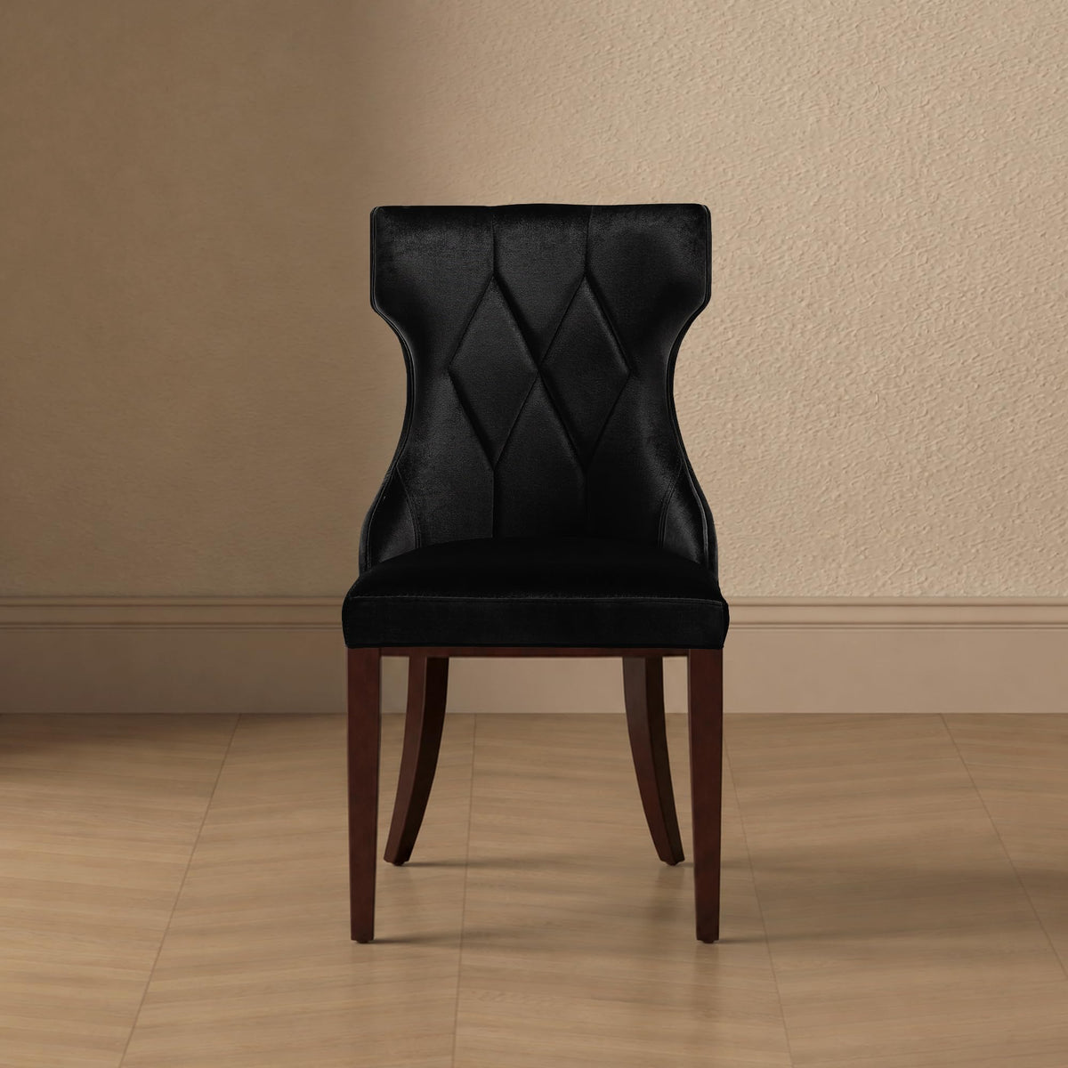 Black Upholstered Dining Chairs Set of 2 Beech Wood T78643