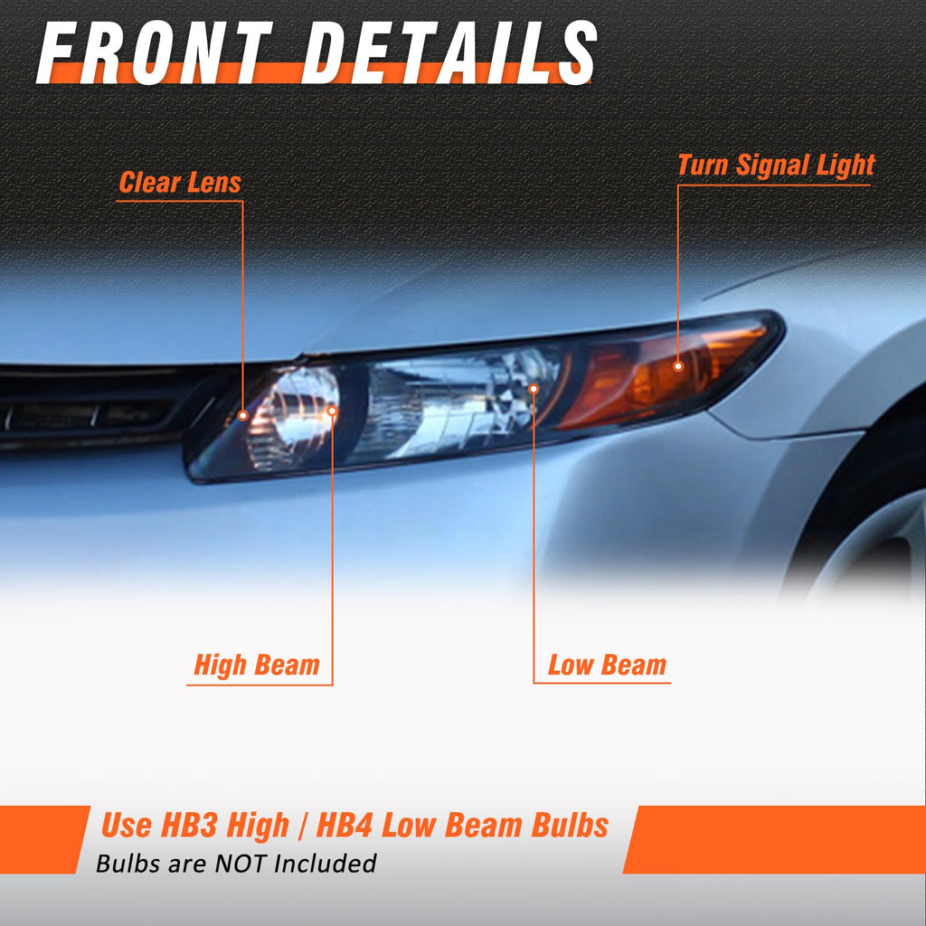 Black 2 Door Headlights Pair H2999