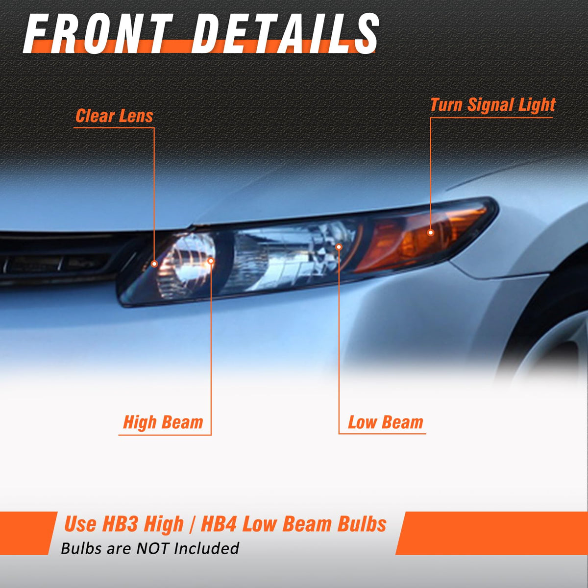 Black 2 Door Headlights Pair H2999