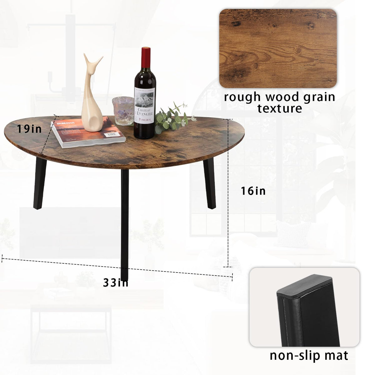 Oval Espresso Wood Coffee Table Q562806
