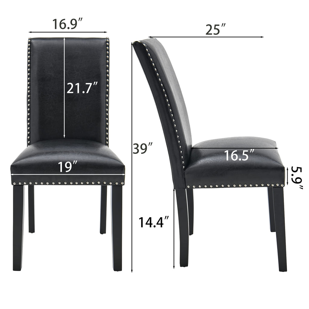 Set of 4 PU Leather Upholstered Dining Chairs with Solid Wood Legs Z196440