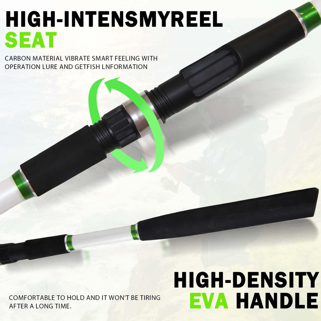 7' Medium Heavy Carbon Graphite Fiberglass Spinning Fishing Rod H712554