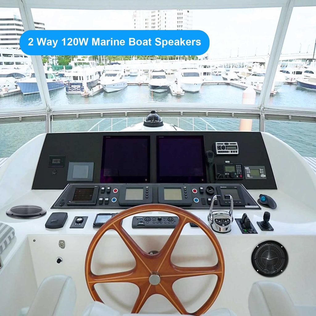 6.5 Inch Marine Bluetooth Speakers 2 Way 120W Peak Boat Speakers Pair Black L7279