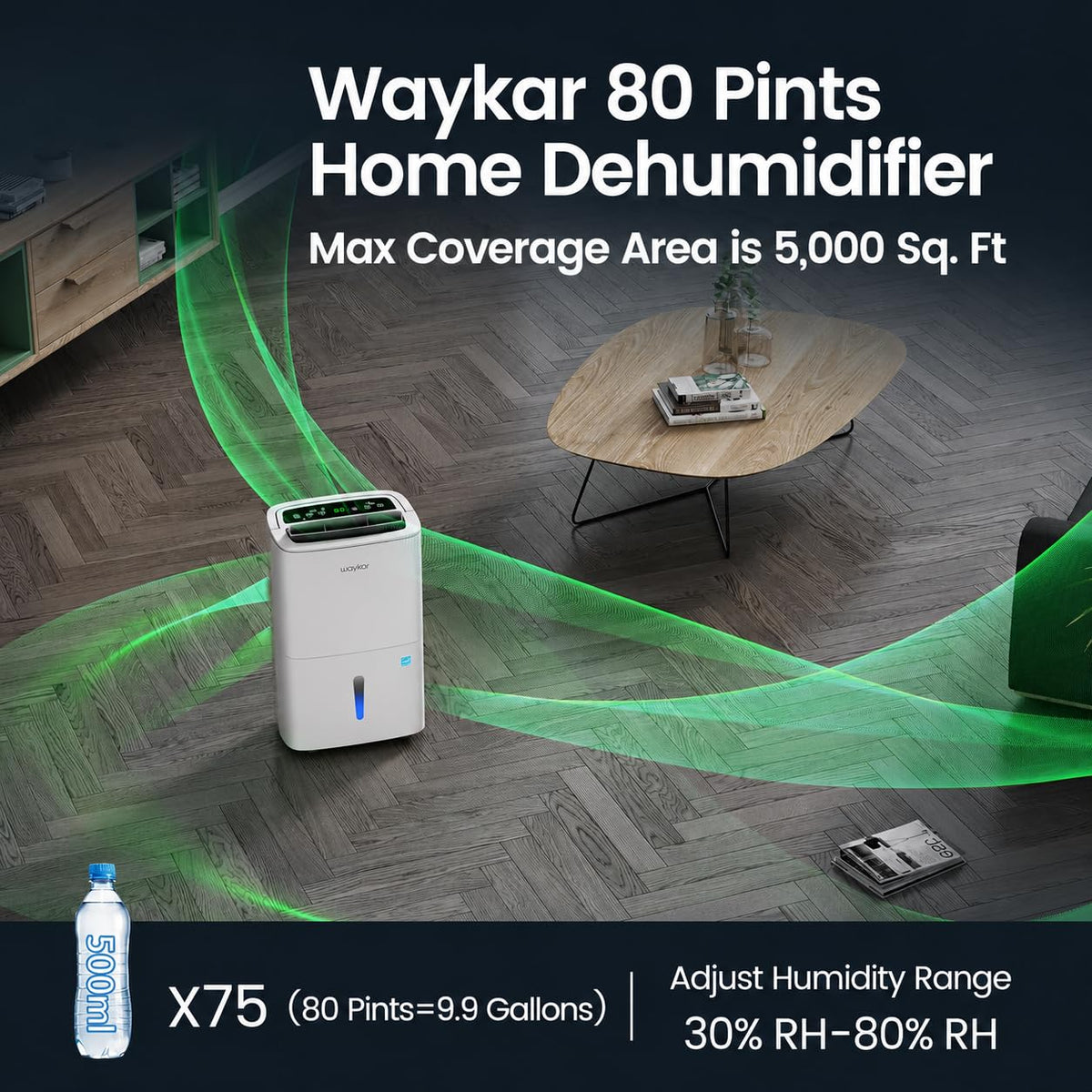 80 Pints Energy Star Dehumidifier with Drain Hose G51889