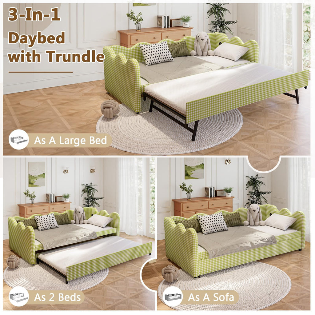 Twin Size Upholstered Daybed with Pop Up Trundle U19069