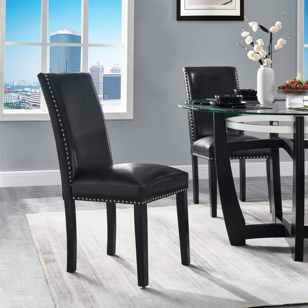 Set of 4 PU Leather Upholstered Dining Chairs with Solid Wood Legs Z196440