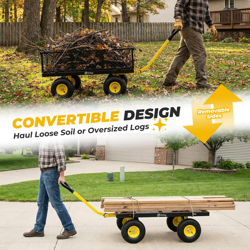 Steel Garden Cart 1000 lb Capacity Removable Sides F25153