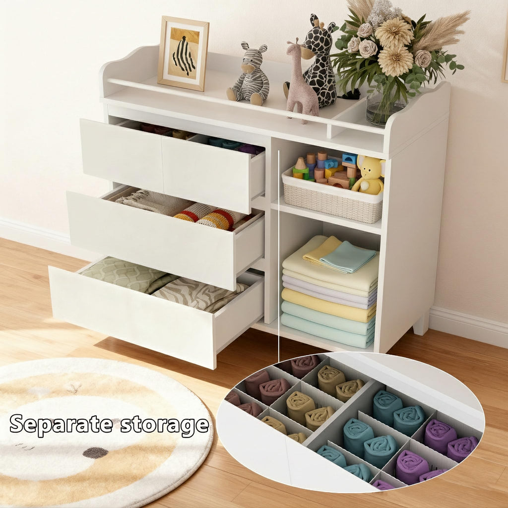 White Baby Changing Table with 4 Drawers R354315