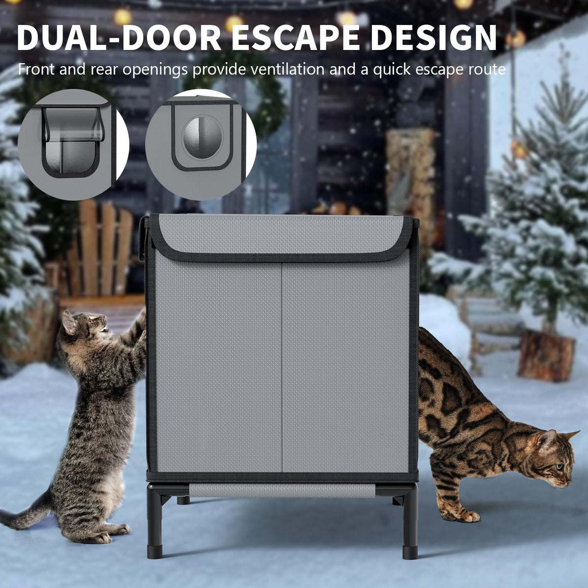 Weatherproof Outdoor Cat House with Thermal Aluminum Foil N436515