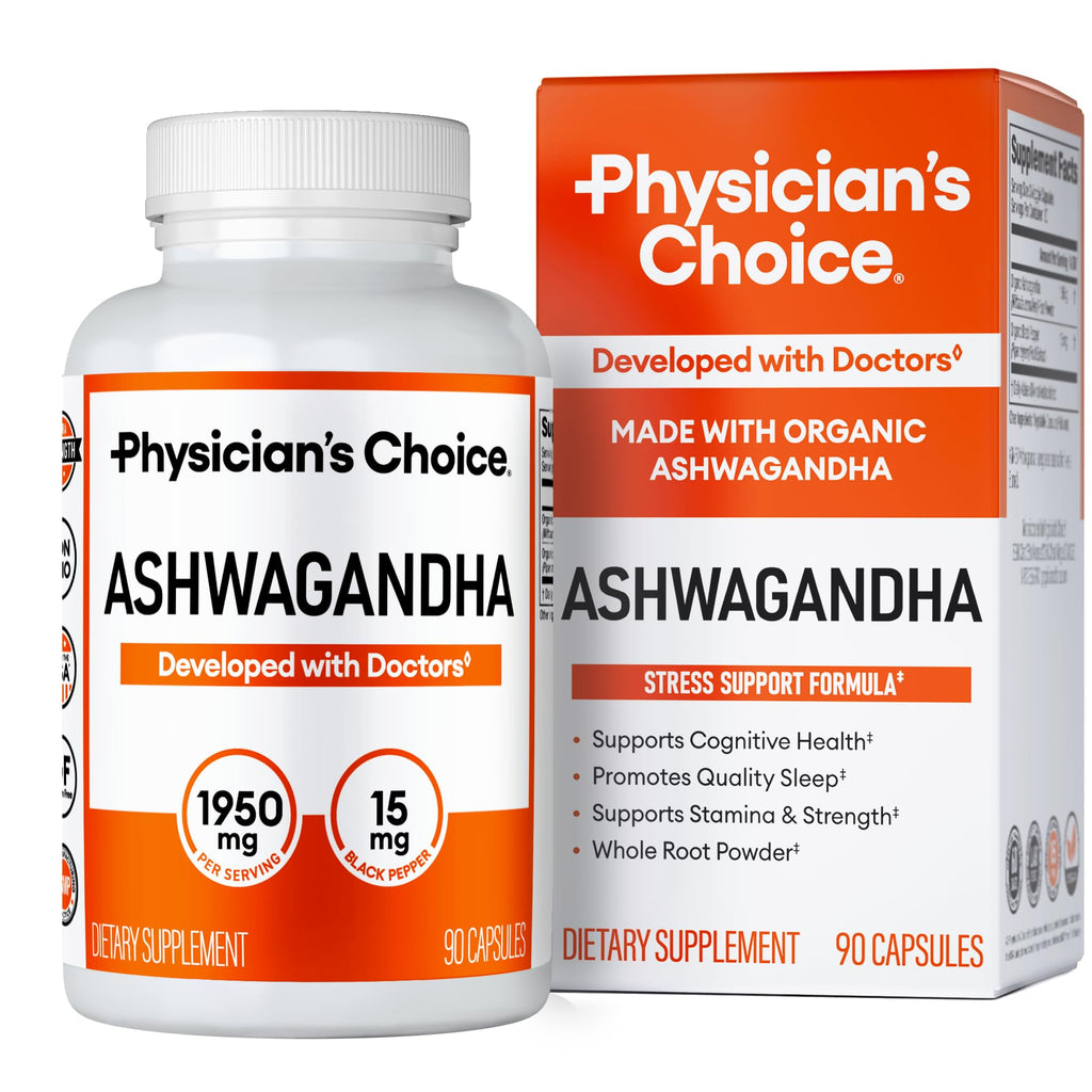 Organic Ashwagandha Root Powder 1950mg 90 Veggie Capsules P6142