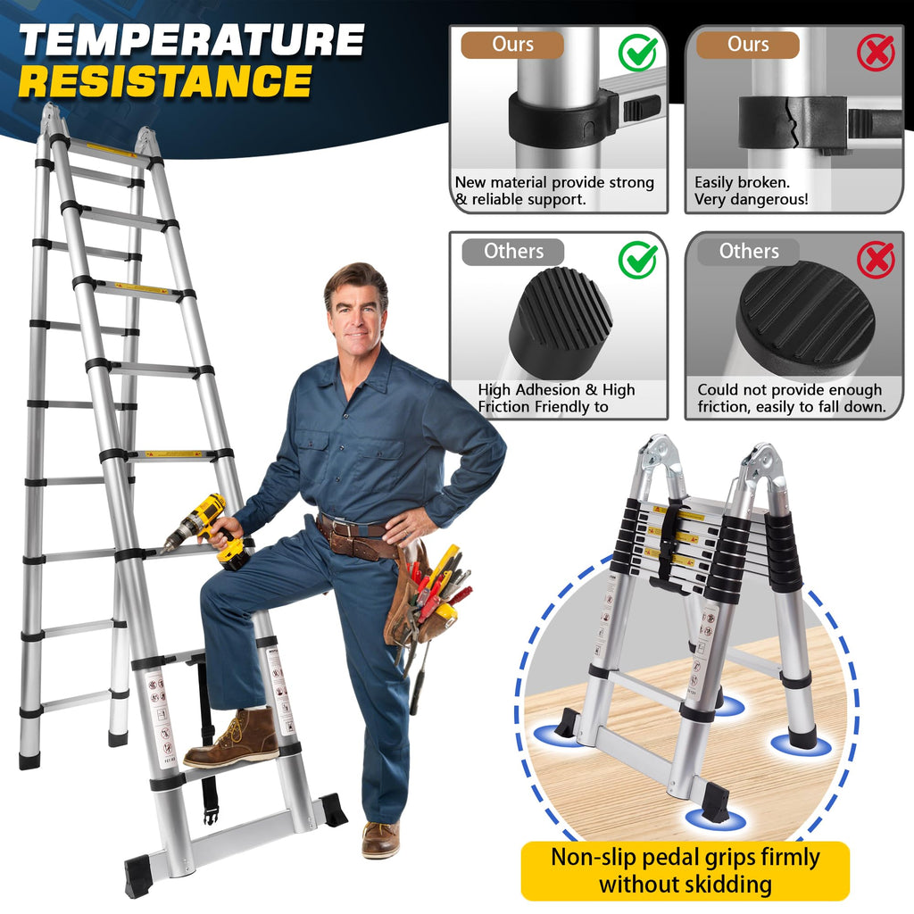 16.5FT Telescoping Ladder with Stabilizer Bar Z19609