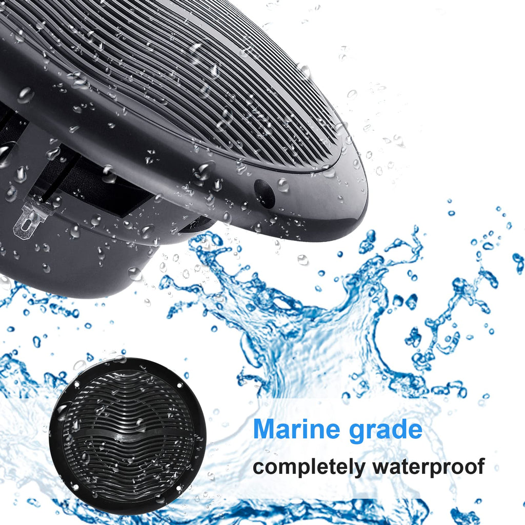 6.5 Inch Marine Bluetooth Speakers 2 Way 120W Peak Boat Speakers Pair Black L7279