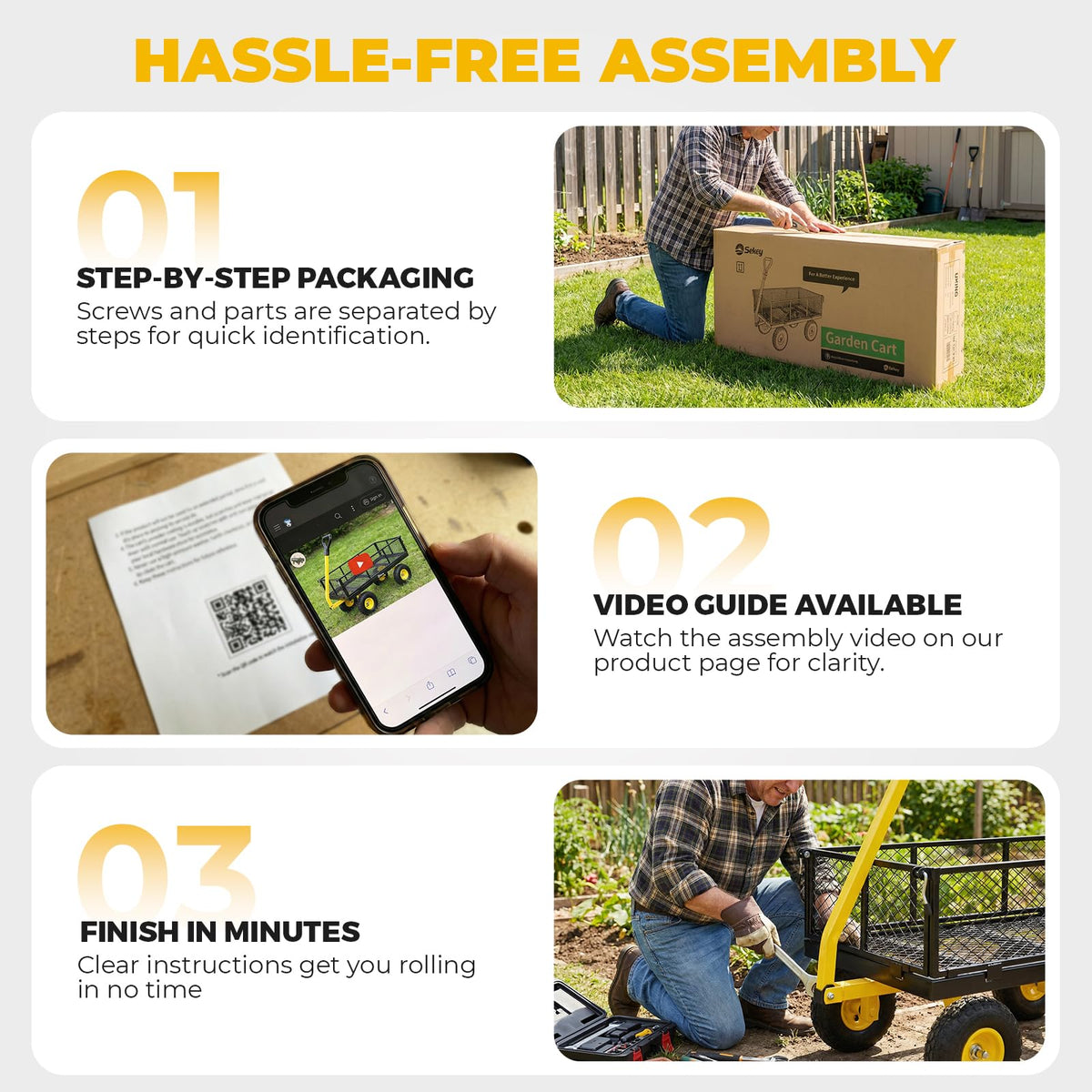 Steel Garden Cart 1000 lb Capacity Removable Sides F25153