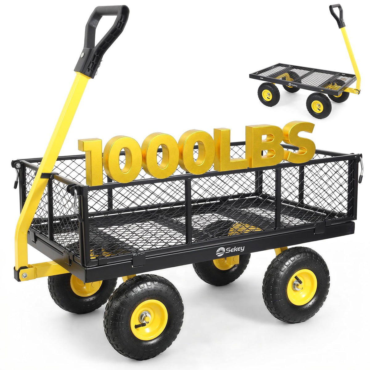 Steel Garden Cart 1000 lb Capacity Removable Sides F25153