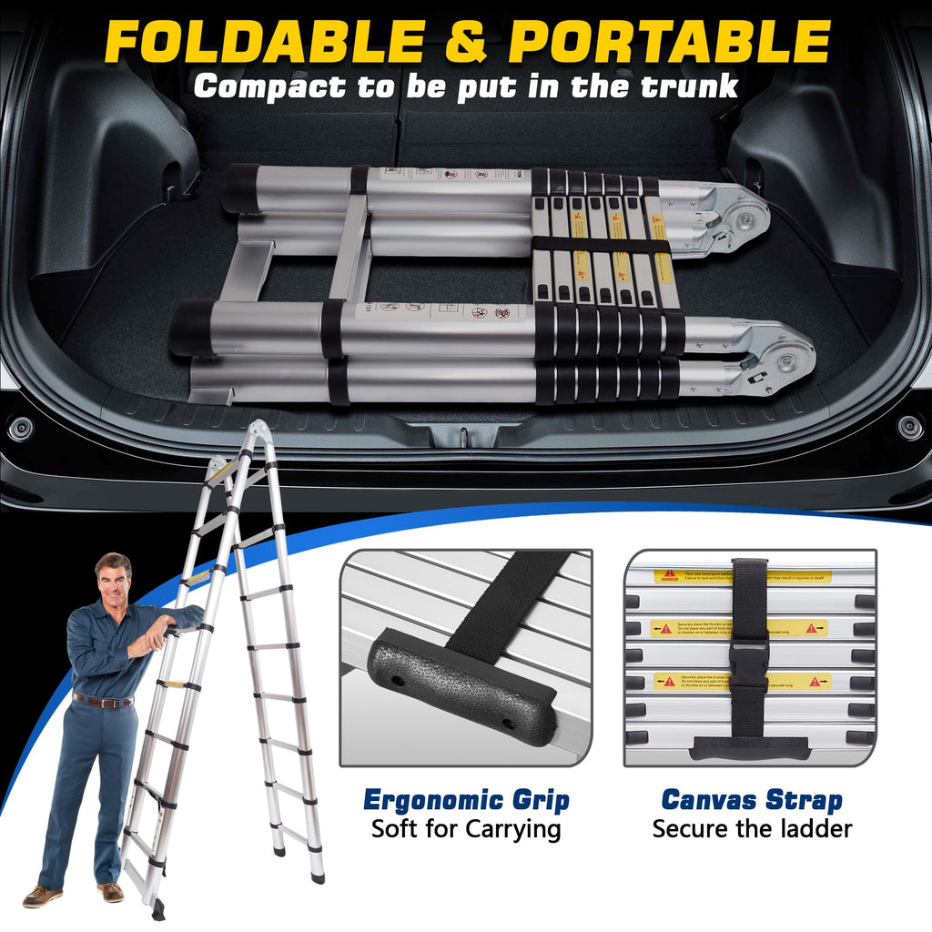 16.5FT Telescoping Ladder with Stabilizer Bar Z19609