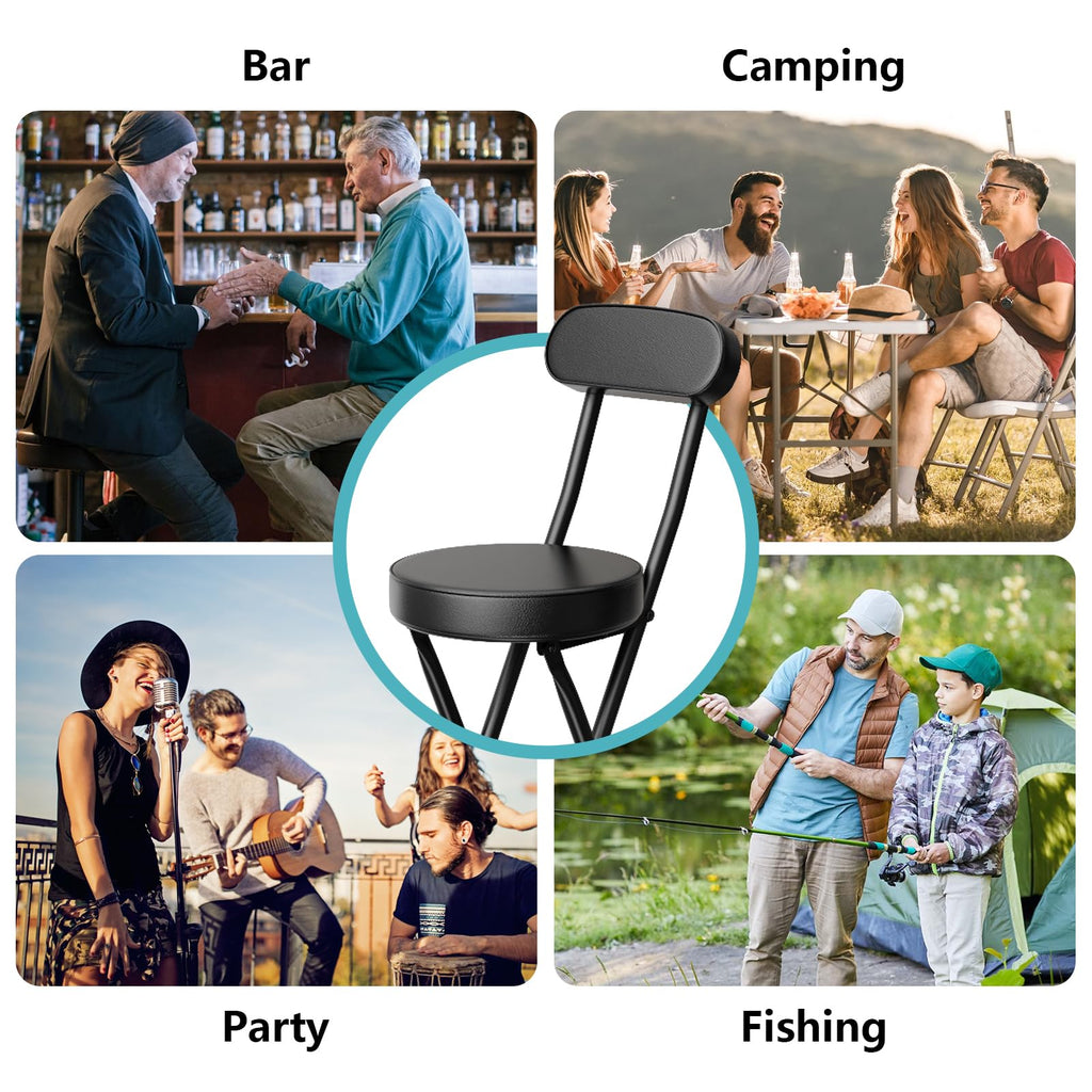 Cushioned Black Folding Stool J206