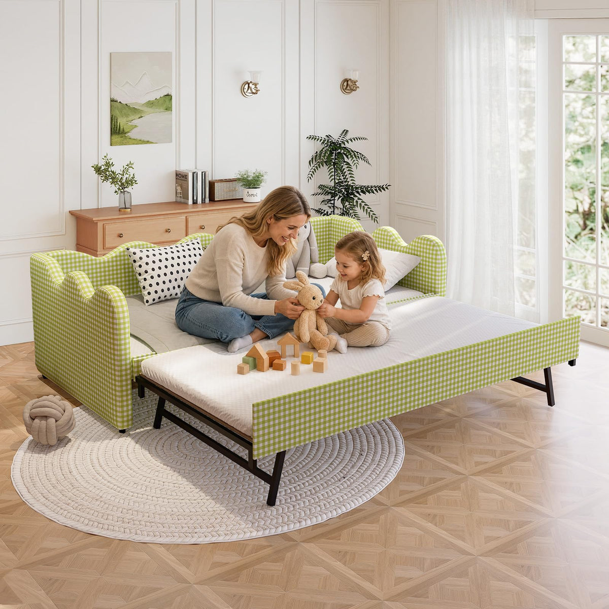 Twin Size Upholstered Daybed with Pop Up Trundle U19069