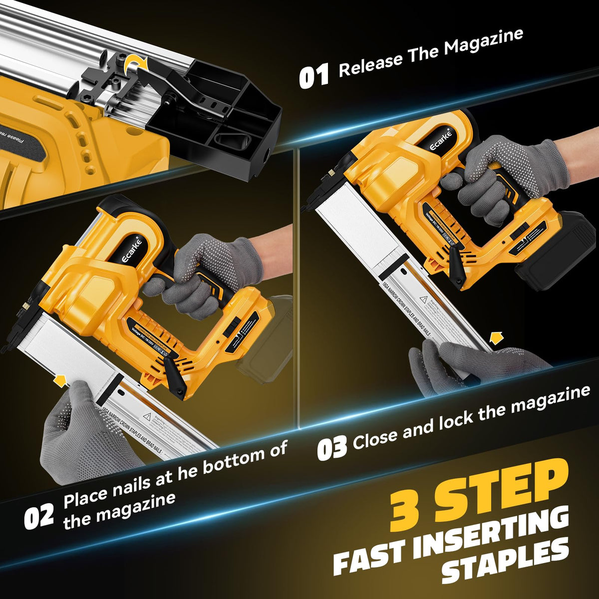 Cordless 2 in 1 Electric Nail Gun Staple Gun with 18GA Nails K7027