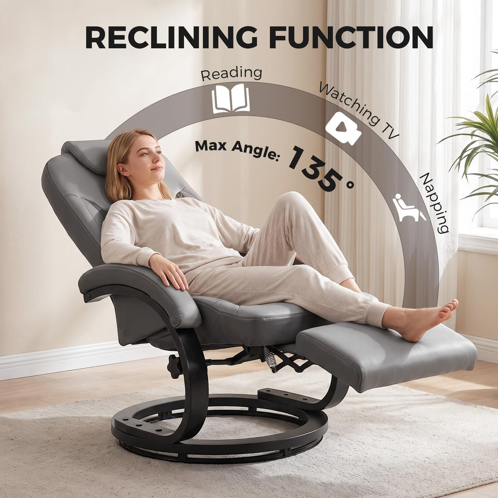 Gray Manual Recliner Chair with Footrest C166