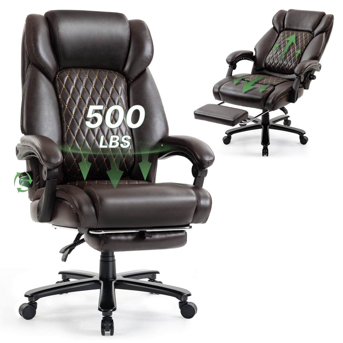 Brown Reclining Executive Office Chair with Footrest G823874
