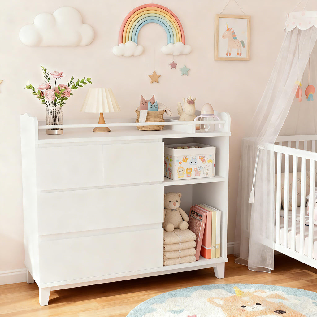 White Baby Changing Table with 4 Drawers R354315