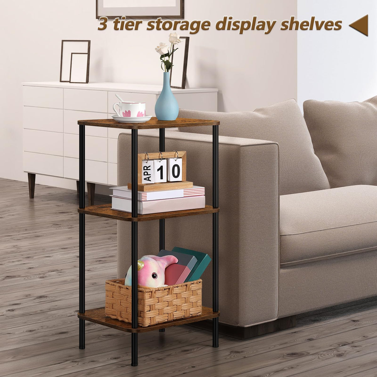 3 Tier Rustic Brown End Table L718