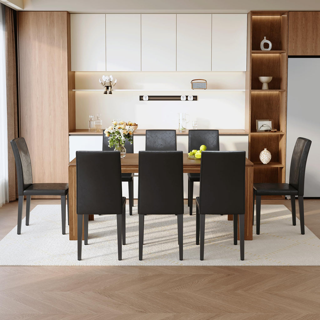 9 Piece Dining Table Set with 8 Pu Leather Chairs B659