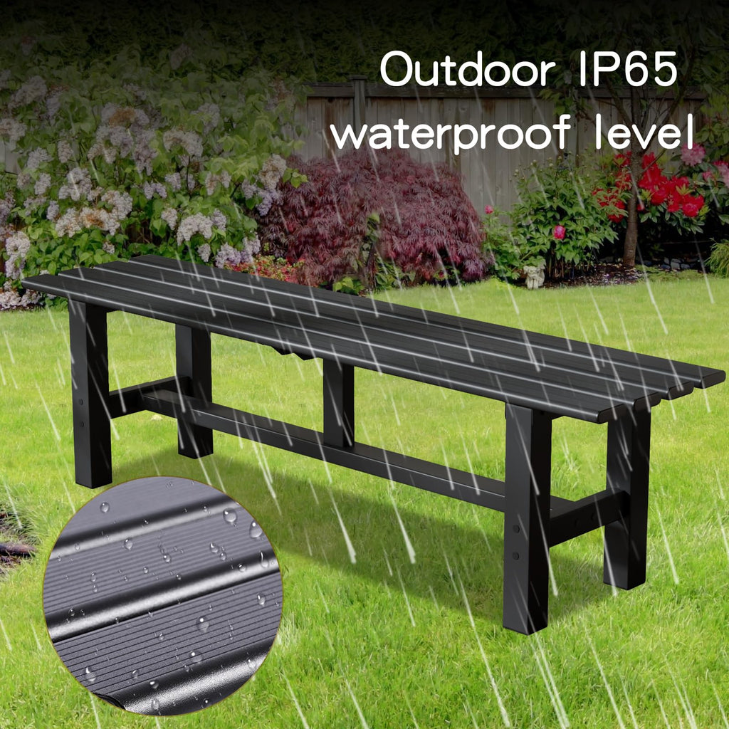 59 Inches Black 2-Person Aluminum Outdoor Bench E748275