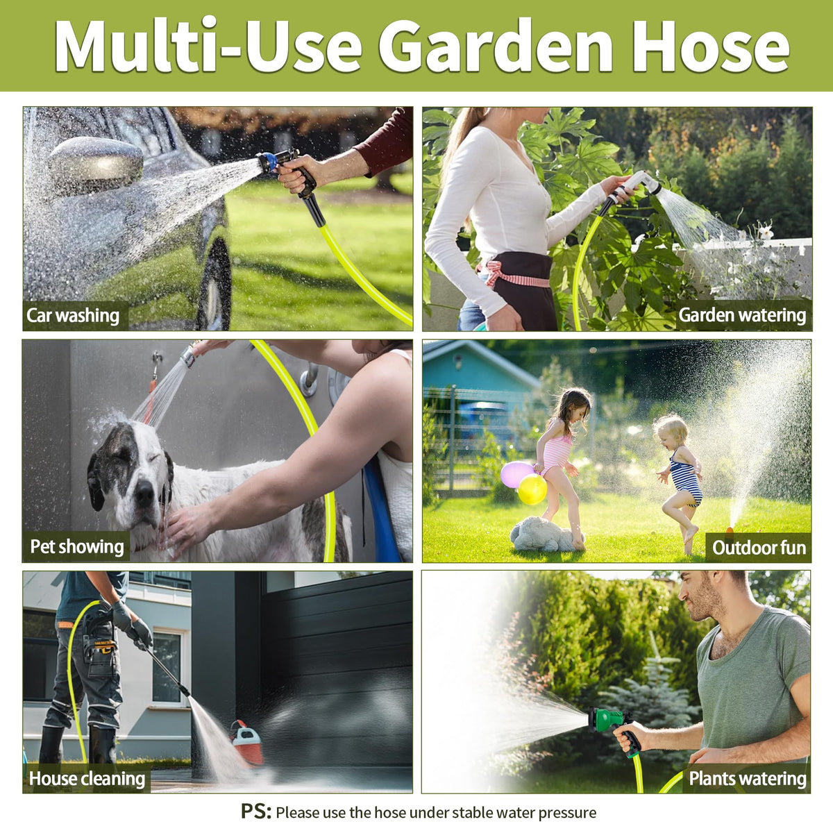 100FT x 5/8" Lightweight Hybrid Rubber Garden Hose W3803