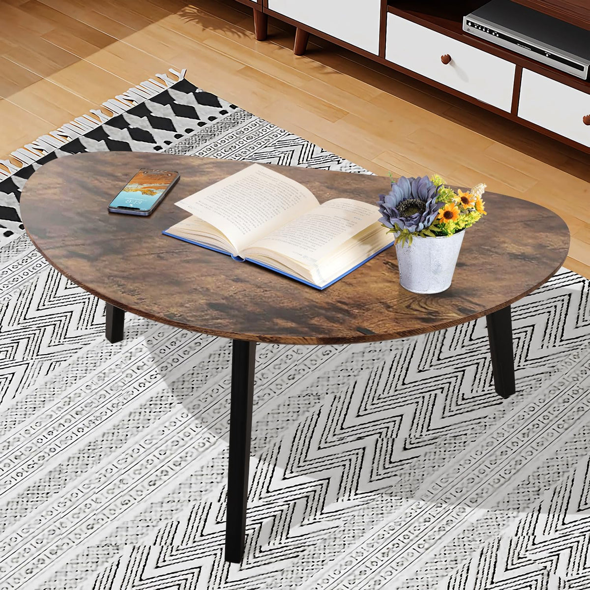 Oval Espresso Wood Coffee Table Q562806