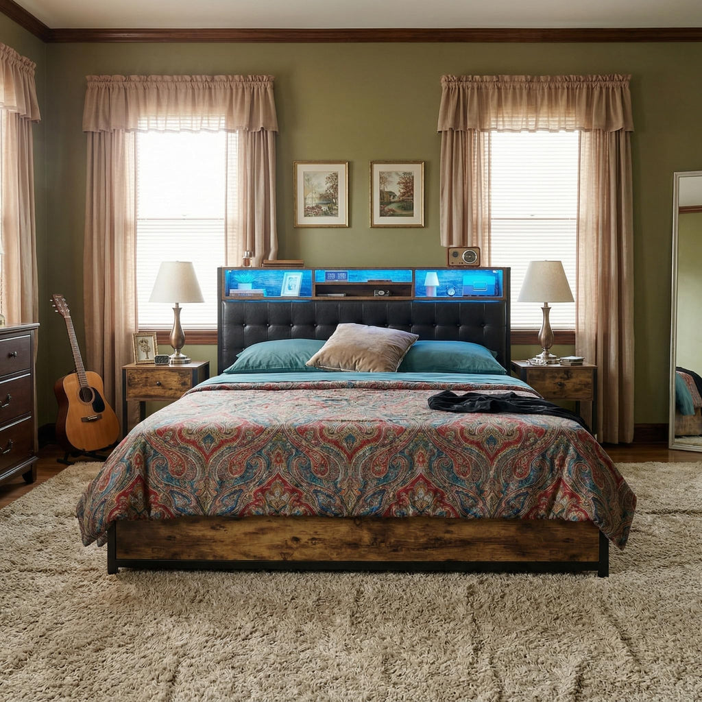 King Bed Frame with 4 Drawers Z633961