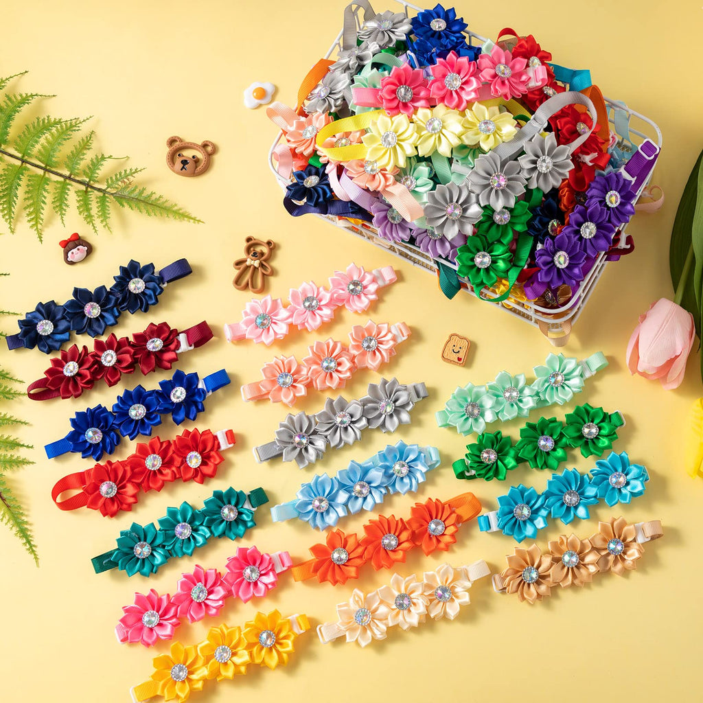 80 Pcs Dog Bowtie Flower Collar Adjustable J98475
