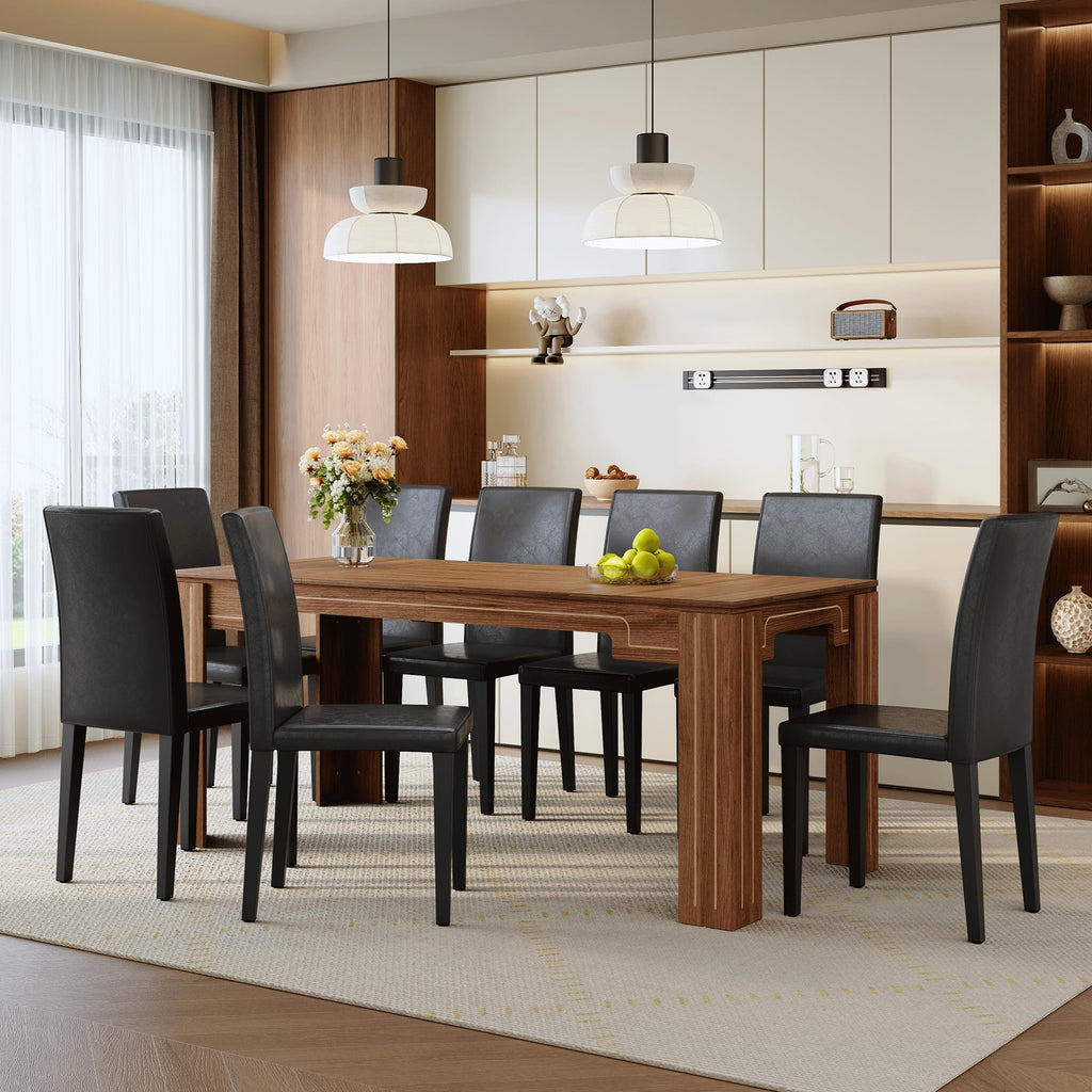 9 Piece Dining Table Set with 8 Pu Leather Chairs B659