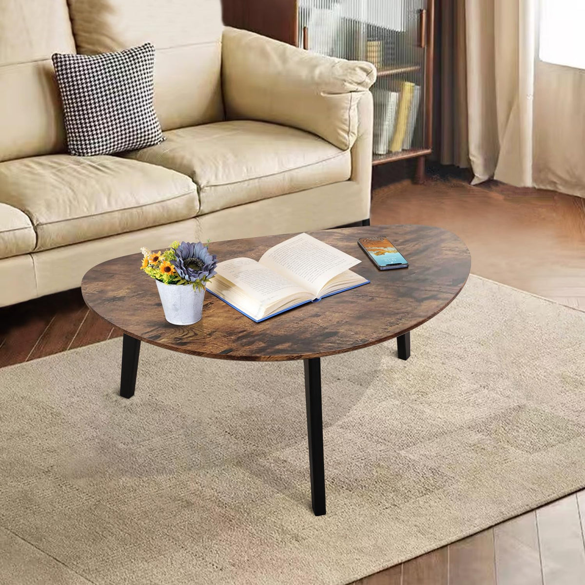 Oval Espresso Wood Coffee Table Q562806