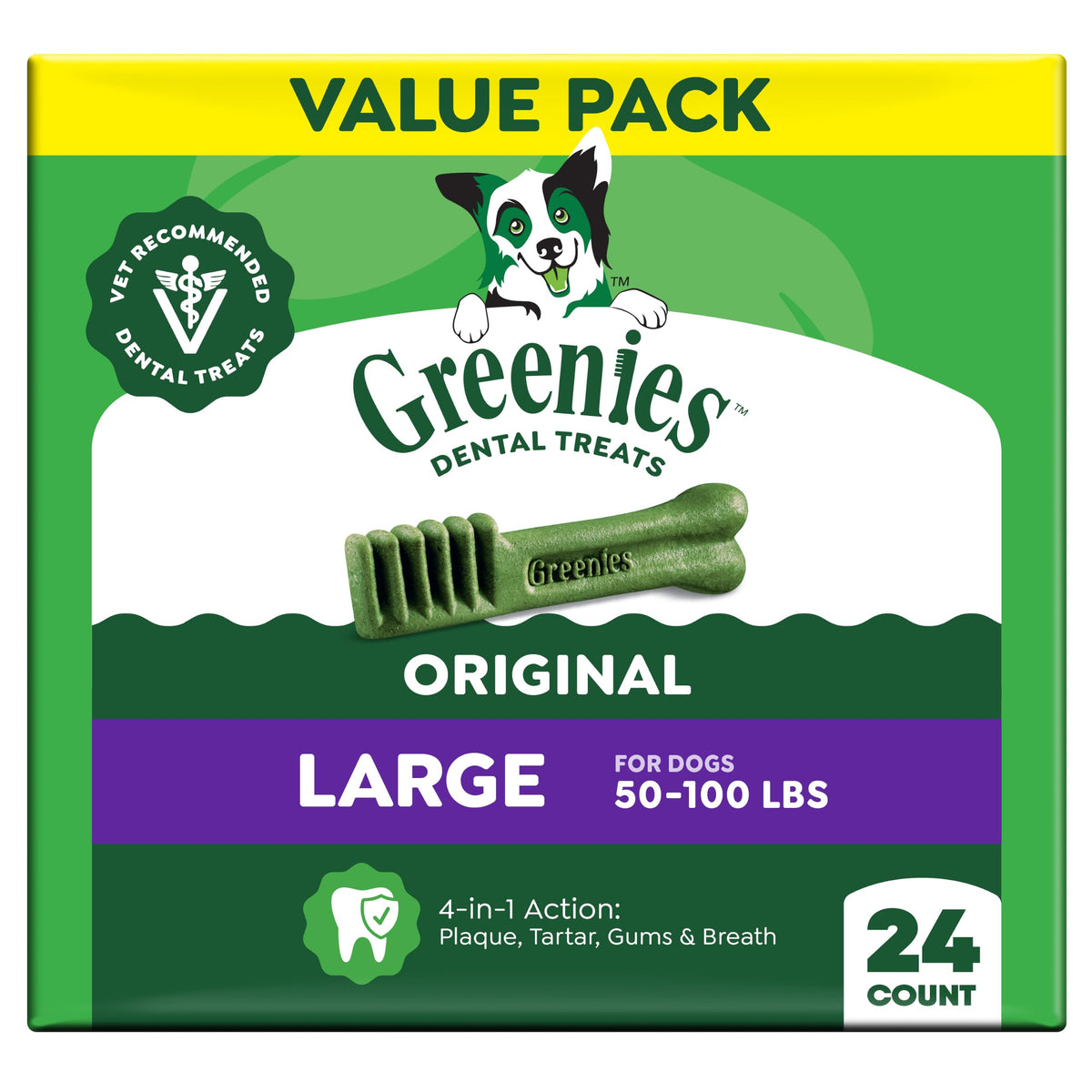 Large Natural Dental Dog Treats, 24 Count S643