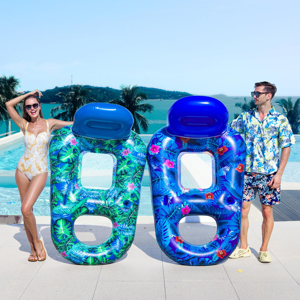 Inflatable Pool Float Chair with Cup Phone Holder S16824