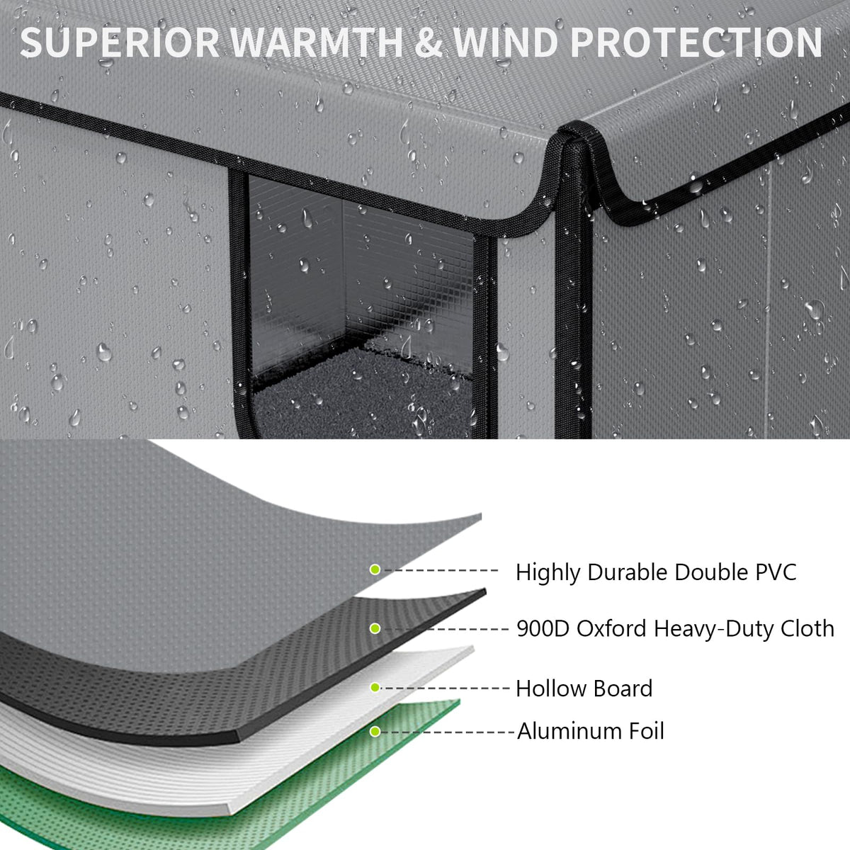 Weatherproof Outdoor Cat House with Thermal Aluminum Foil N436515