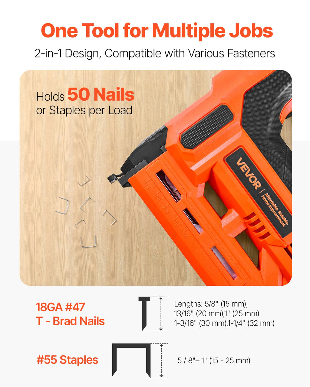 Cordless 2-in-1 18 Gauge Nail Gun Staple Gun W34244