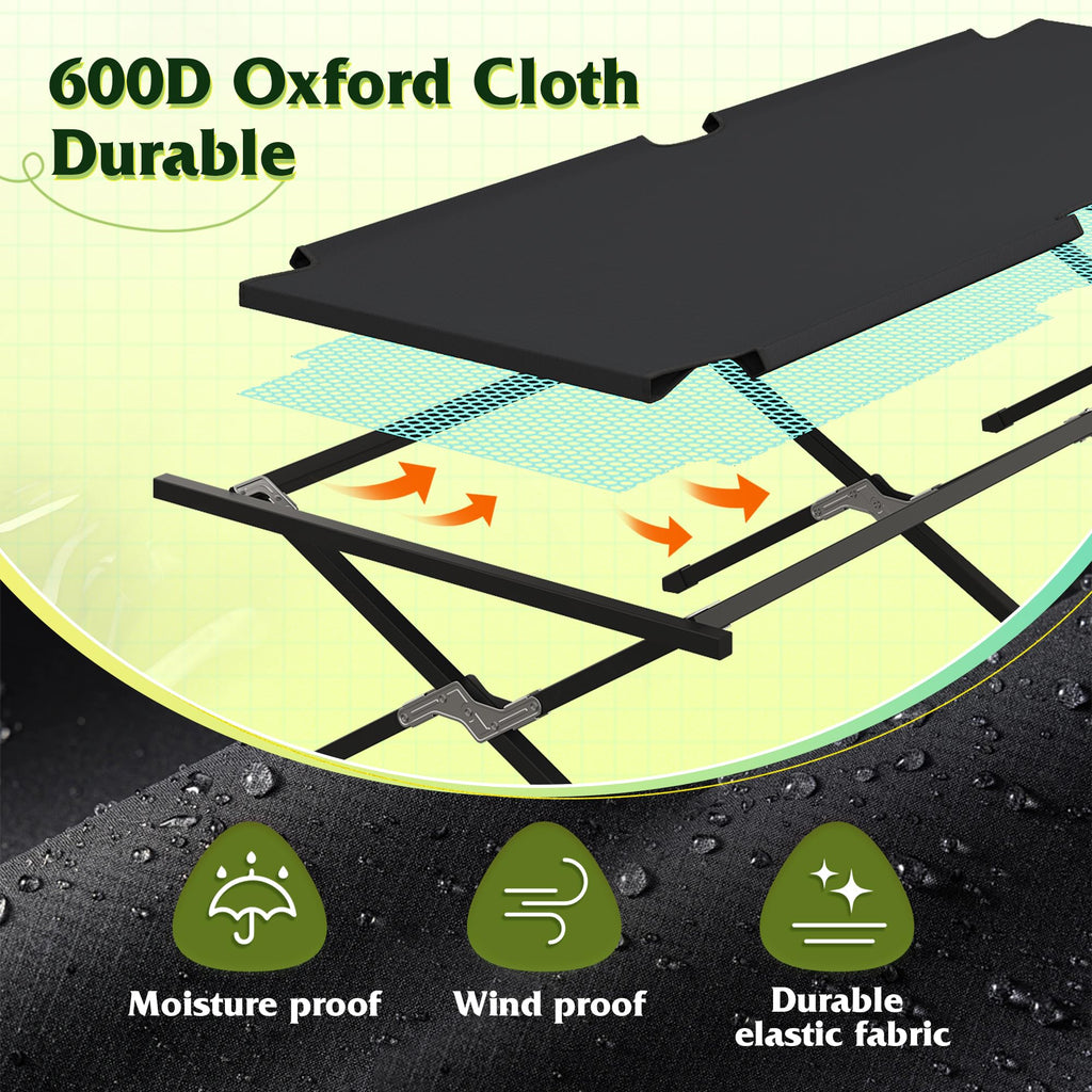 Folding Camping Cot with Carry Bag, 300 lb, Black E8123