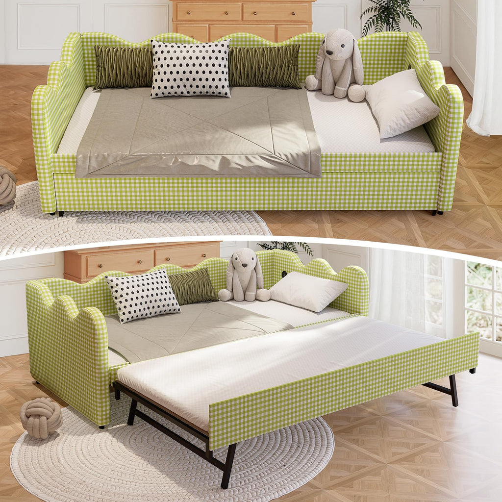 Twin Size Upholstered Daybed with Pop Up Trundle U19069