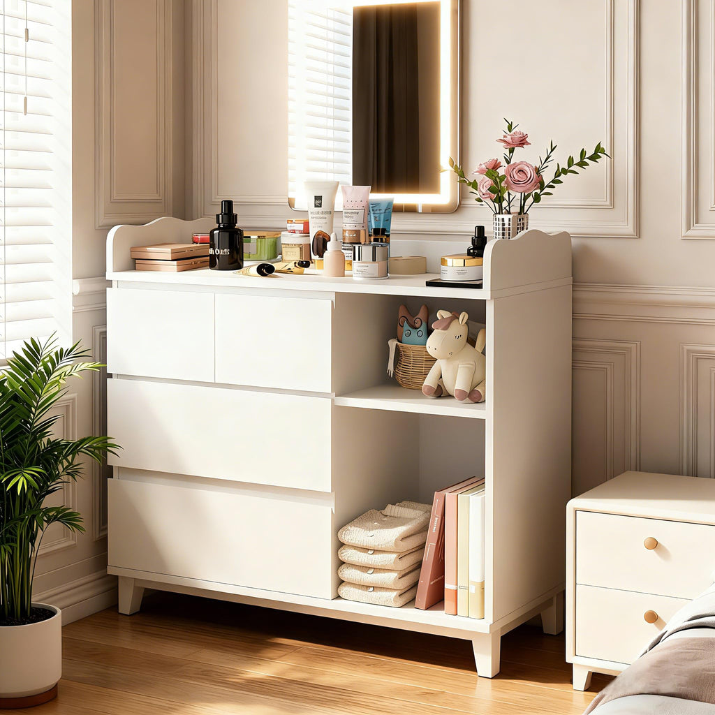 White Baby Changing Table with 4 Drawers R354315