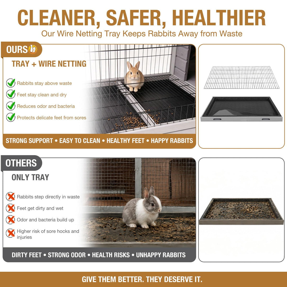 Wood Rabbit Hutch with Wire Mesh B5020