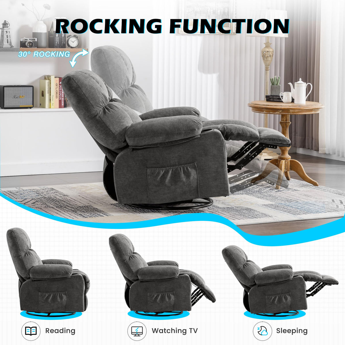 Oversized Recliner Chair with Massage and Heat F6747