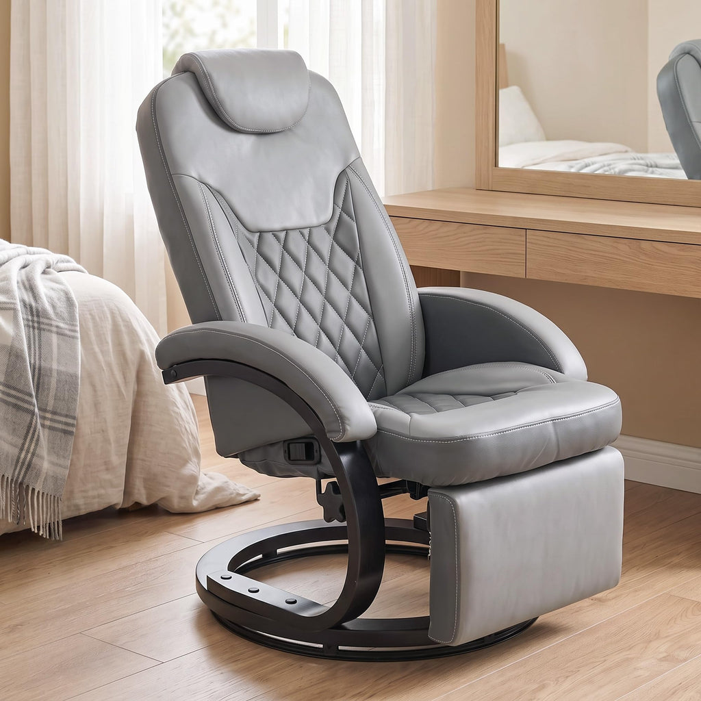 Gray Manual Recliner Chair with Footrest C166