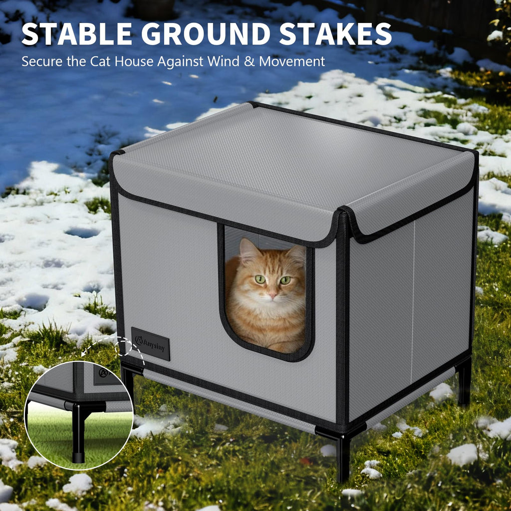 Weatherproof Outdoor Cat House with Thermal Aluminum Foil N436515