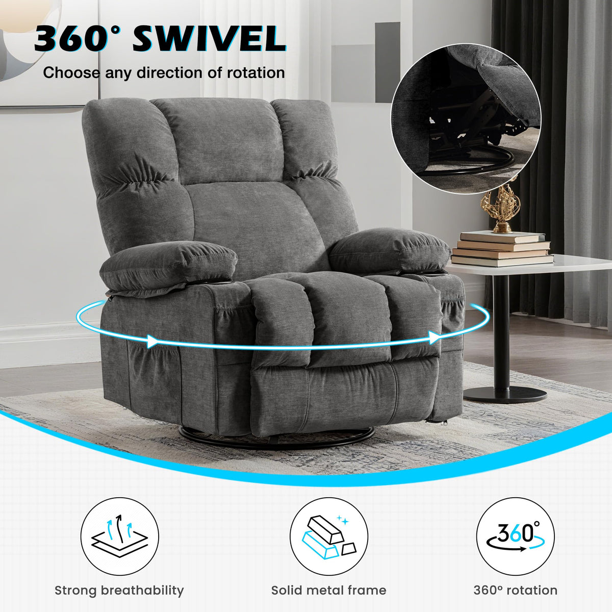Oversized Recliner Chair with Massage and Heat F6747