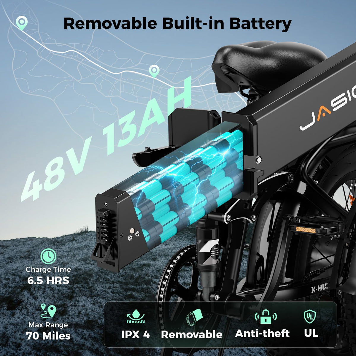 1400W Peak 20'' Fat Tire Foldable Electric Bike C91979